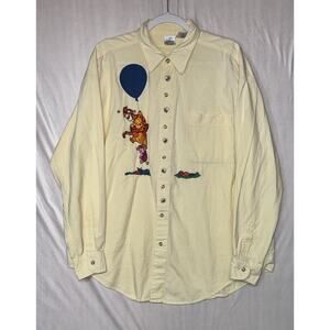 Vintage 90s Womens Disney Store Winnie the Pooh XL Embroidered Button Up Shirt